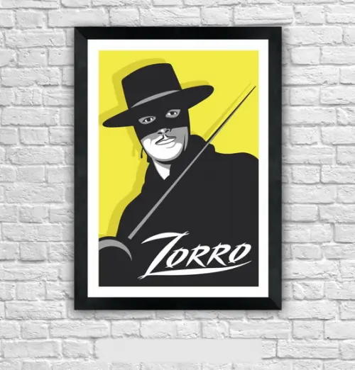 Quadro Pôster A3 c/ Moldura Zorro 60 30x42cm