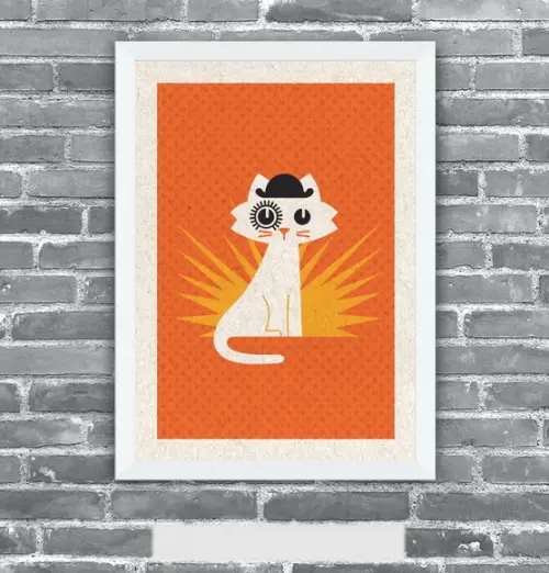Quadro Pôster A3 Gato Laranja Mecânica Pop Art 30x42cm