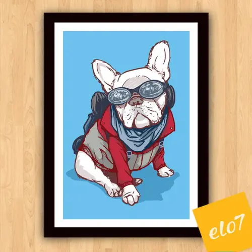 Quadro Pôster A3 Moldura French Bulldog 30x42cm