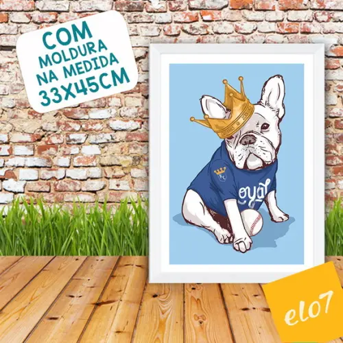 Quadro Pôster A3 Moldura French Bulldog 30x42cm