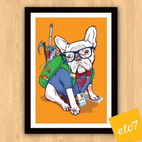 Quadro Pôster A3 Moldura French Bulldog 30x42cm