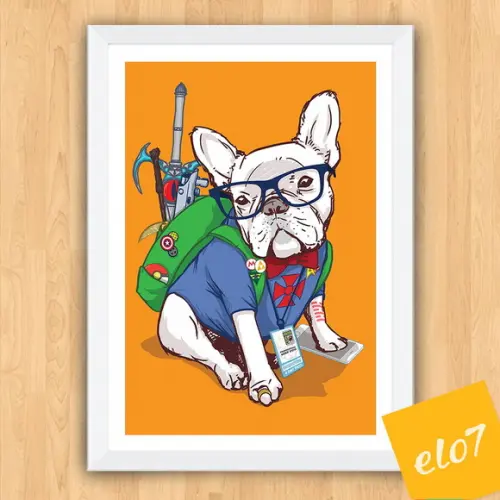 Quadro Pôster A3 Moldura French Bulldog 30x42cm