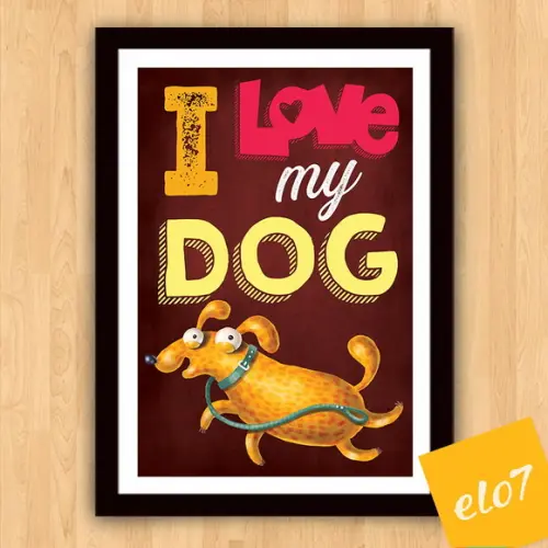 Quadro Pôster A3 Moldura I Love Meu Pet 30x42cm