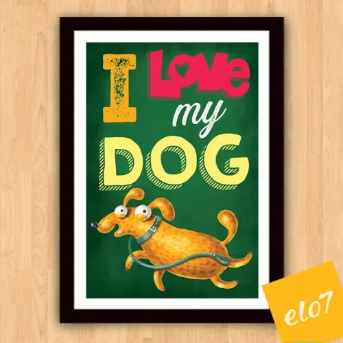 Quadro Pôster A3 Moldura I Love Meu Pet 30x42cm