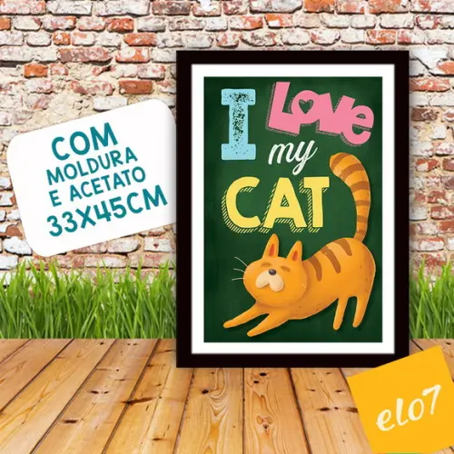 Quadro Pôster A3 Moldura I Love Meu Pet 30x42cm