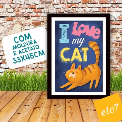 Quadro Pôster A3 Moldura I Love Meu Pet 30x42cm