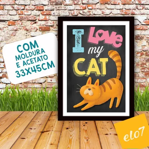 Quadro Pôster A3 Moldura I Love Meu Pet 30x42cm