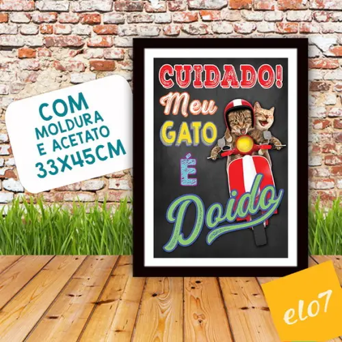 Quadro Pôster A3 Moldura Meu Pet Frases Engraçadas 30x42cm