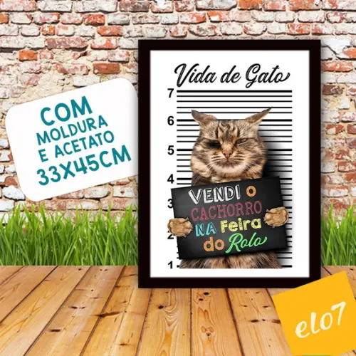 Quadro Pôster A3 Moldura Meu Pet Frases Engraçadas 30x42cm
