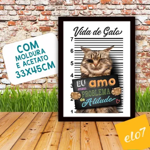 Quadro Pôster A3 Moldura Meu Pet Frases Engraçadas 30x42cm