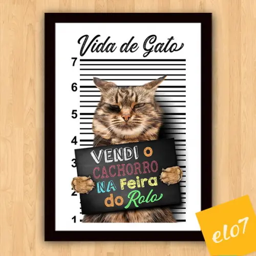 Quadro Pôster A3 Moldura Meu Pet Frases Engraçadas 30x42cm