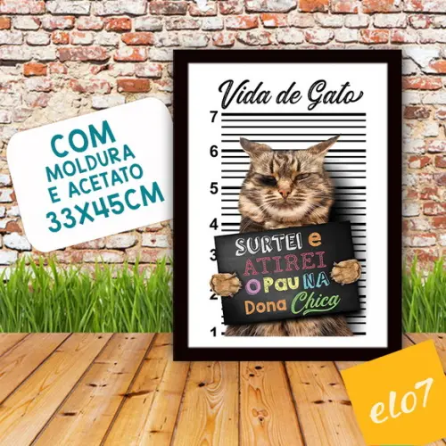 Quadro Pôster A3 Moldura Meu Pet Frases Engraçadas 30x42cm