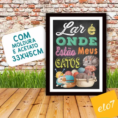 Quadro Pôster A3 Moldura Meu Pet Frases Engraçadas 30x42cm
