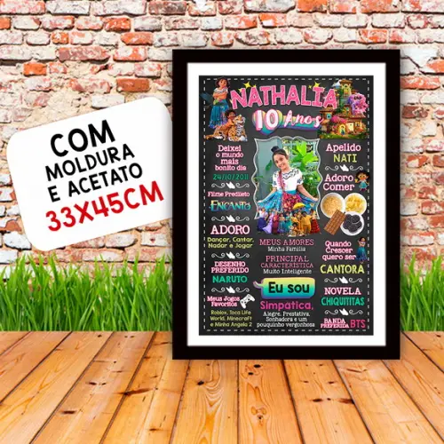 Quadro Poster Chalkboard Aniversário Encanto 10 Anos 30x42cm