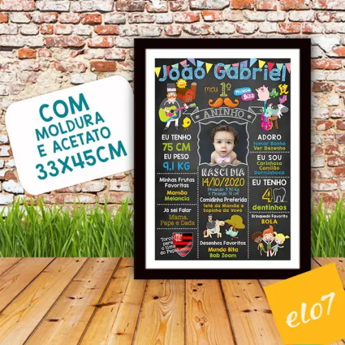 Quadro Poster Chalkboard Bita Na Fazenda Moldura 30x42cm