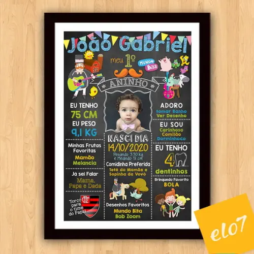 Quadro Poster Chalkboard Bita Na Fazenda Moldura 30x42cm