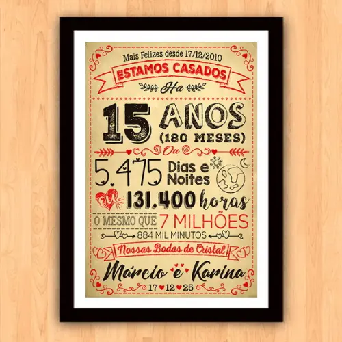 Quadro Poster Chalkboard Bodas 15 Anos Cristal A3 30x42cm