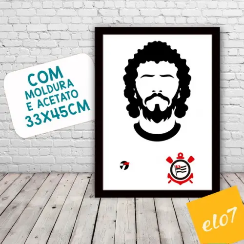 Quadro Poster com Moldura A3 Dr. Sócrates Pop Art 30x42cm