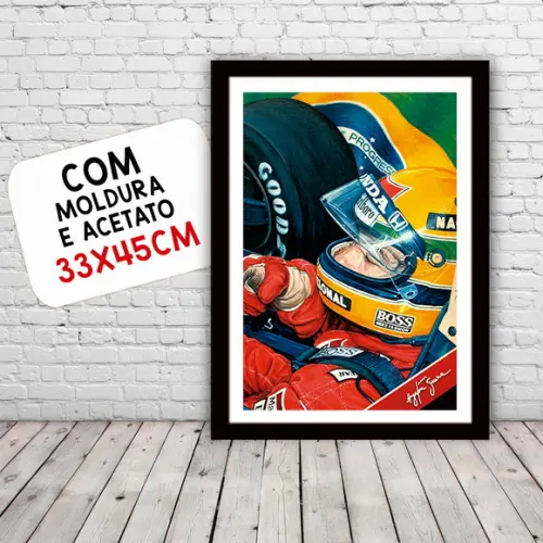 Quadro Poster com Moldura A3 Senna Brasil 30x42cm
