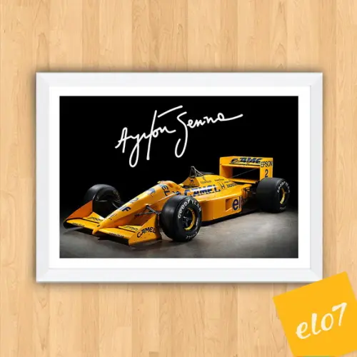 Quadro Poster com Moldura A3 Senna Lotus 99t Camel 30x42cm