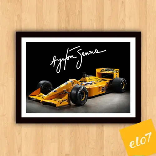 Quadro Poster com Moldura A3 Senna Lotus 99t Camel 30x42cm