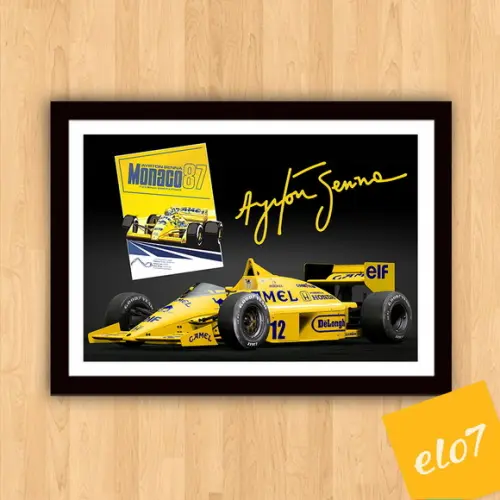 Quadro Poster com Moldura A3 Senna Lotus 99t Camel 30x42cm