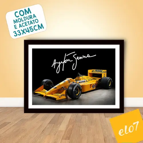 Quadro Poster com Moldura A3 Senna Lotus 99t Camel 30x42cm