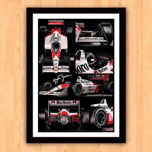 Quadro Poster com Moldura A3 Senna Maclaren Honda 30x42cm