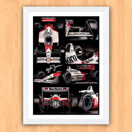 Quadro Poster com Moldura A3 Senna Maclaren Honda 30x42cm