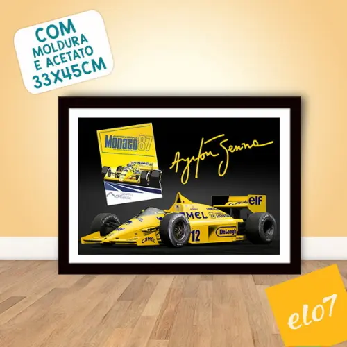 Quadro Poster com Moldura A3 Senna Lotus 99t Camel 30x42cm