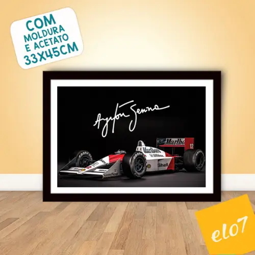 Quadro Poster com Moldura A3 Senna Maclaren Honda 30x42cm