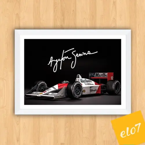 Quadro Poster com Moldura A3 Senna Maclaren Honda 30x42cm