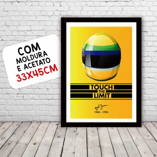 Quadro Poster com Moldura A3 Senna Touch The Limit 30x42cm