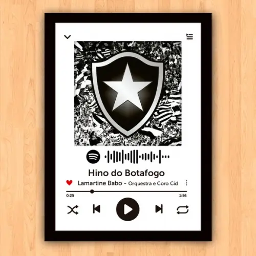 Quadro Pôster Moldura Hino Botafogo Spotify 30x42cm
