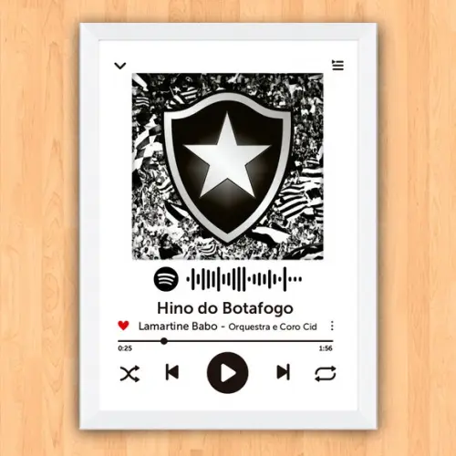 Quadro Pôster Moldura Hino Botafogo Spotify 30x42cm