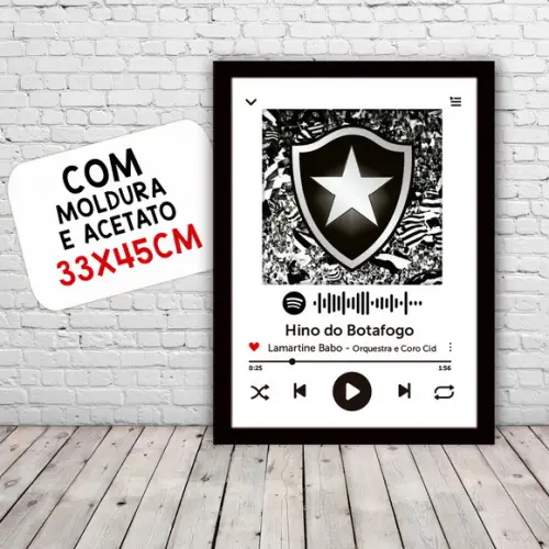 Quadro Pôster Moldura Hino Botafogo Spotify 30x42cm