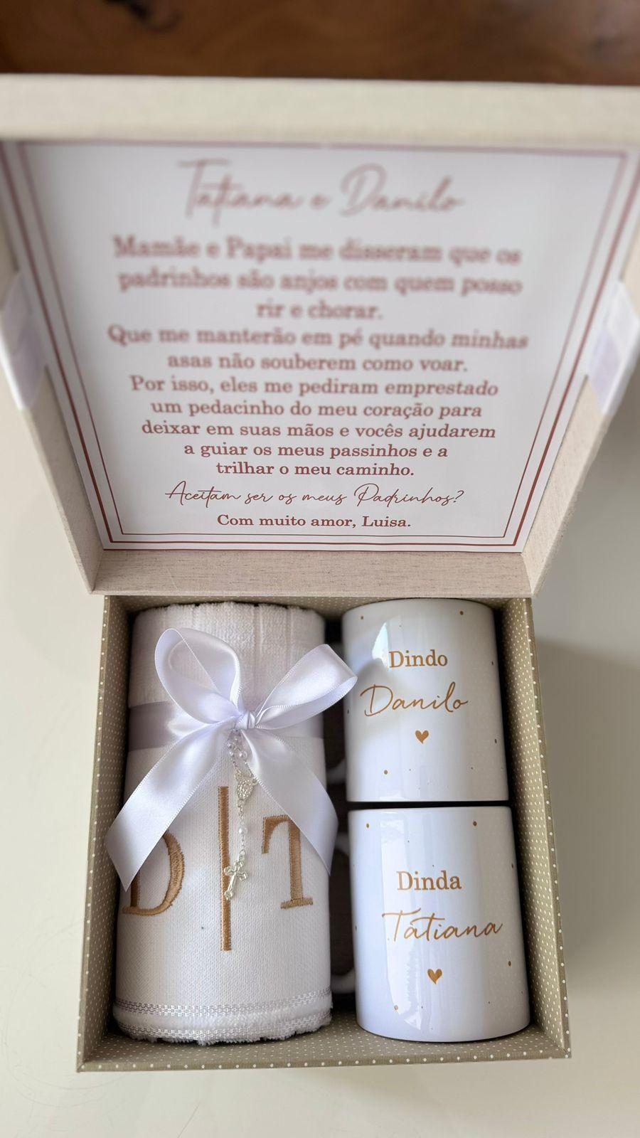CAIXA CONVITE PADRINHOS BATISMO CASAL CONSAGRAÇÃO MADRINHA DIND