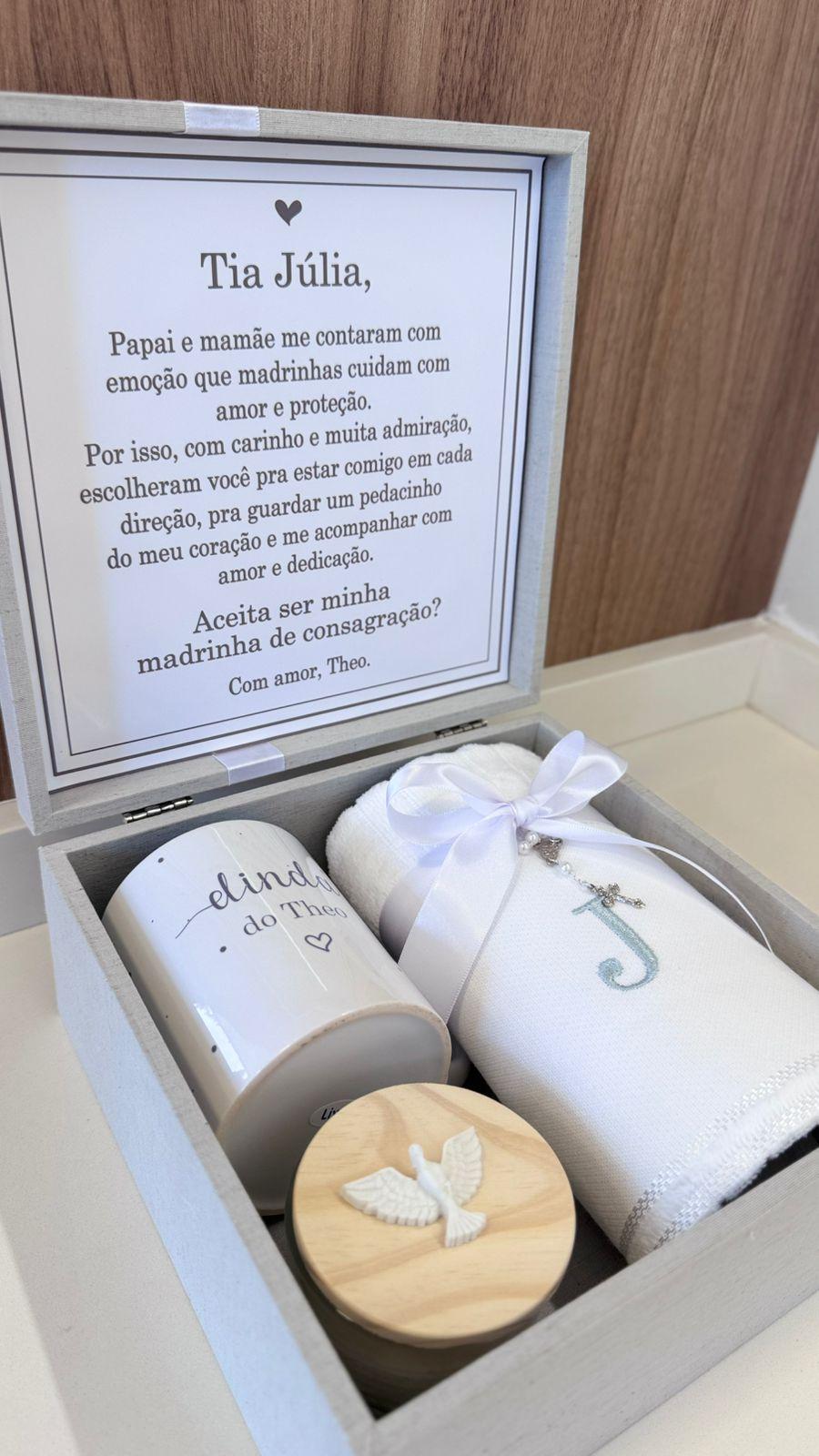 CAIXA CONVITE MADRINHA DE BATISMO CONSAGRAÇÃO CRISMA BATIZADO D