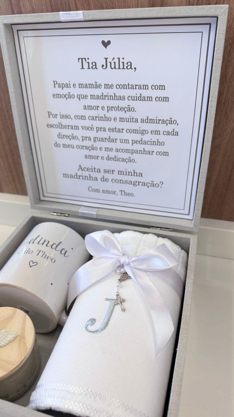 CAIXA CONVITE MADRINHA DE BATISMO CONSAGRAÇÃO CRISMA BATIZADO D