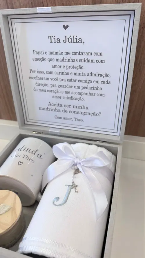 CAIXA CONVITE MADRINHA DE BATISMO CONSAGRAÇÃO CRISMA BATIZADO D