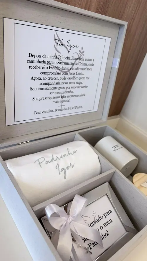 CAIXA CONVITE PARA PADRINHO DE CRISMA PERSONALIZADA