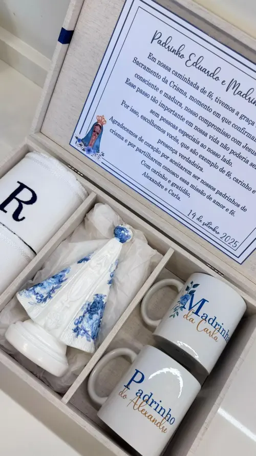 CAIXA CONVITE PADRINHOS BATISMO BATIZADO