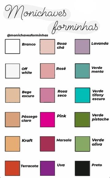 Forminha para Doce Tabela de Cores na Segunda Imagem