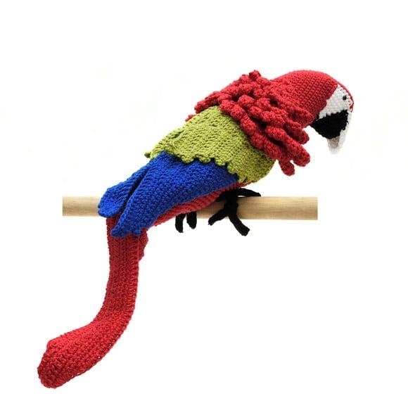 Arara Vermelha e Verde em Amigurumi