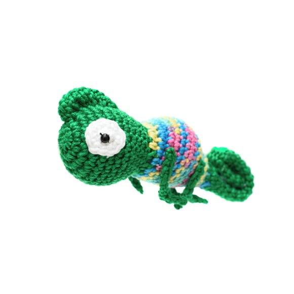 Camaleão Verde Escuro em Amigurumi
