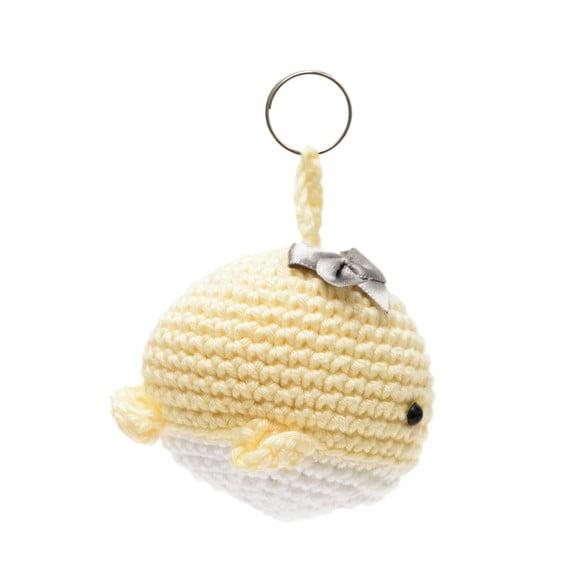 Chaveiro Baleia com Lacinho em Amigurumi
