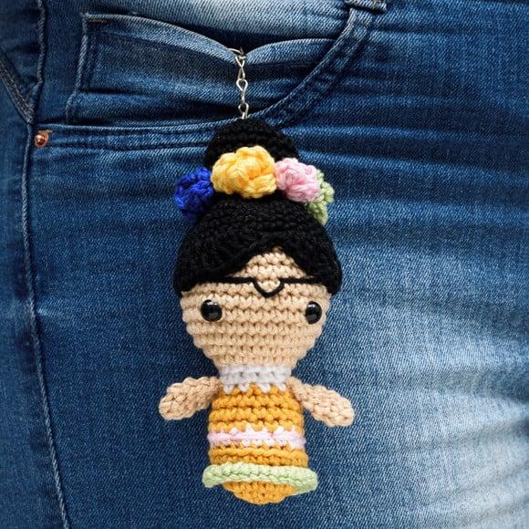 Chaveiro Frida Kahlo em Amigurumi
