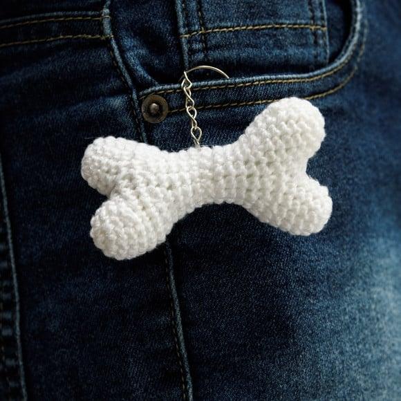 Chaveiro Osso em Amigurumi