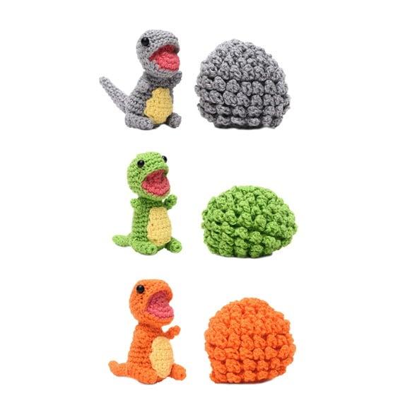 Coleção Ovo com Filhote de Dinossauro e Dragão em Amigurumi