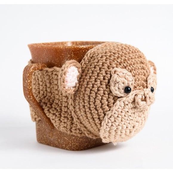 Luva de Caneca Macaco em Amigurumi